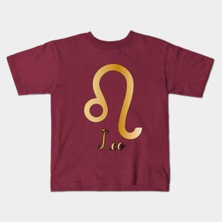 Leo Zodiac Sign golden Kids T-Shirt